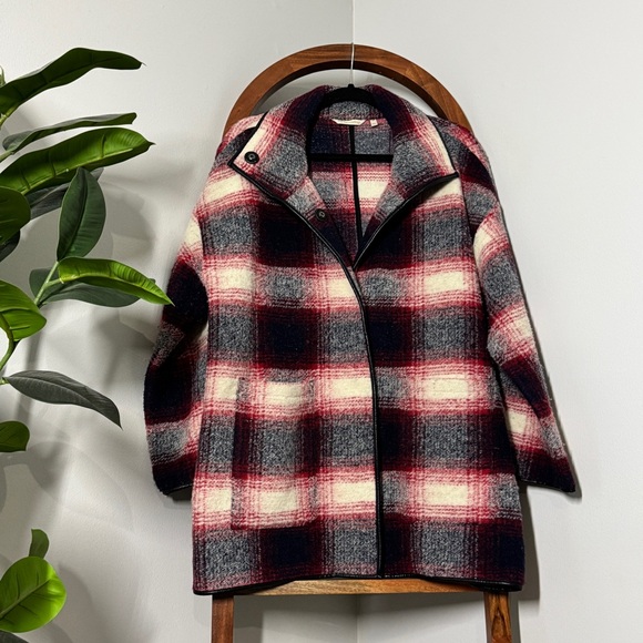 Soft Surroundings Jackets & Blazers - Soft Surroundings MEDIUM Cabin Life Red Shadow Plaid Wool Blend Car Coat